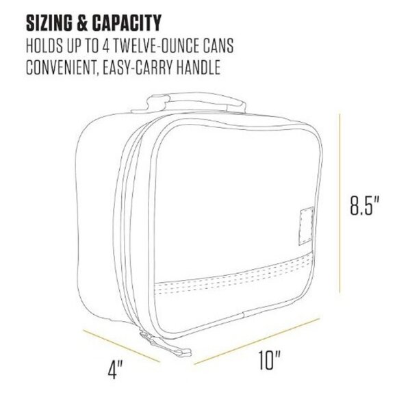 Carhartt Insulted 4 Can Lunch Bag Zip NWT $26 Black Handle - Picture 3 of 9